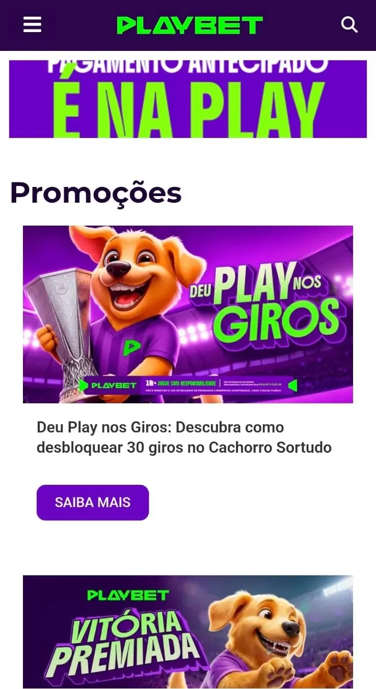 Captura de tela da nova casa de apostas Playbet