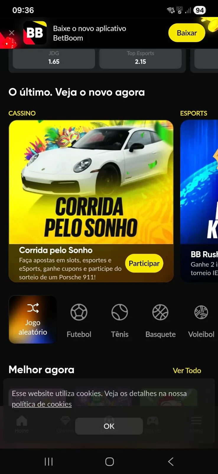 Captura de tela mostra ofertas novas da Betboom
