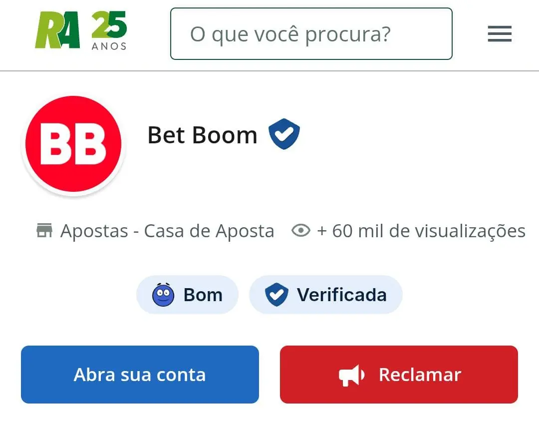  Captura de tela da página da BetBoom no Reclame Aqui.
