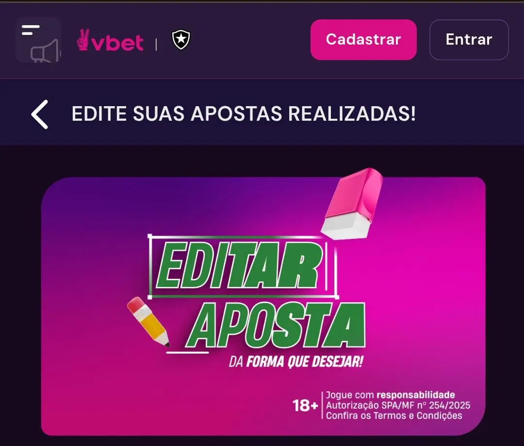 Captura de tela da função Editar Aposta na casa de apostas VBet.