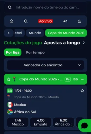 Aba de mercados da Copa do Mundo na BR4bet
