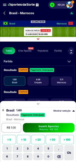 Bilhete de apostas na Copa do Mundo na Esportes da Sorte