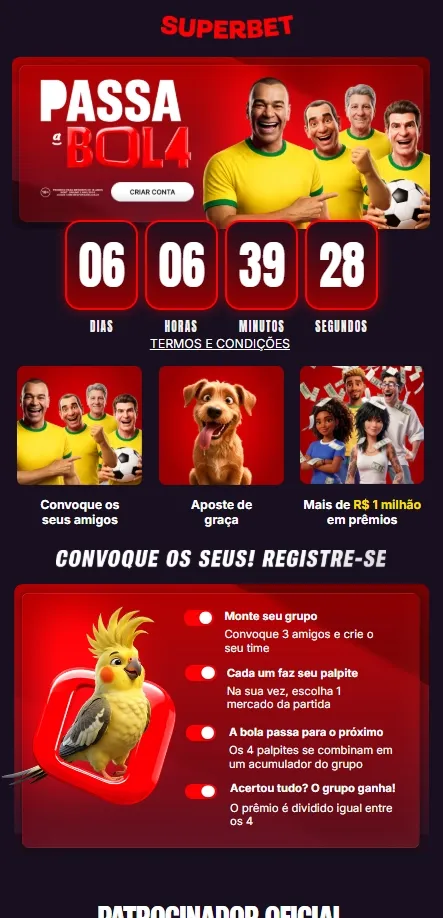 Campanha Passa a Bola com apostas grátis em grupo e mais de R$1 milhão em prêmios
