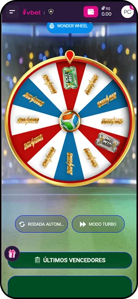 Vbet com roleta Wonder Wheel temática da Copa do Mundo FIFA 2026 com prêmios e bola de futebol ao centro