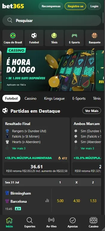 bet365 com múltipla aumentada de 12.5% para  Birmingham vs Barcelona