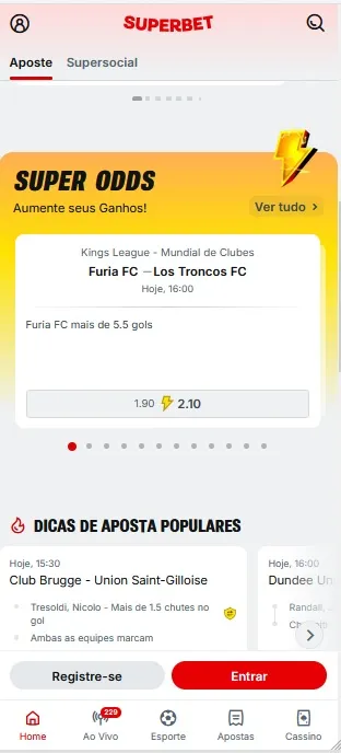 Superbet Super Odds com Furia FC vs Los Troncos FC pela Kings League com odd turbinada de 2.10