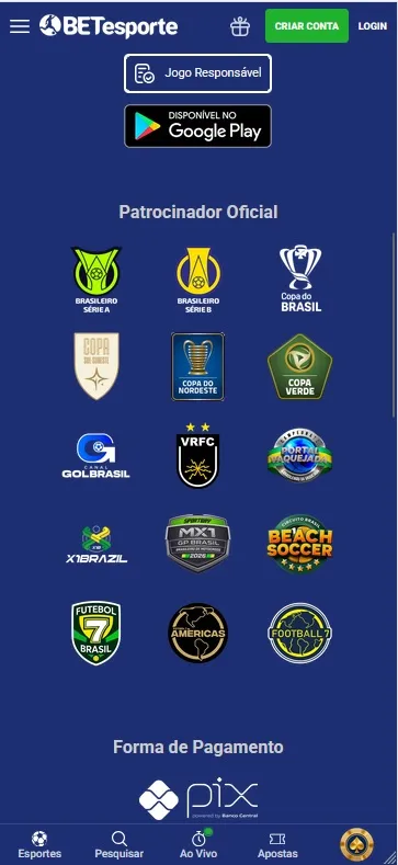 Patrocínios BETesporte, apoio oficial ao Brasileiro Série A, Série B e Copa do Brasil