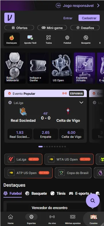 Vupi, odds ao vivo de Real Sociedad x Celta de Vigo pela LaLiga com destaque para o Bolão Milionário
