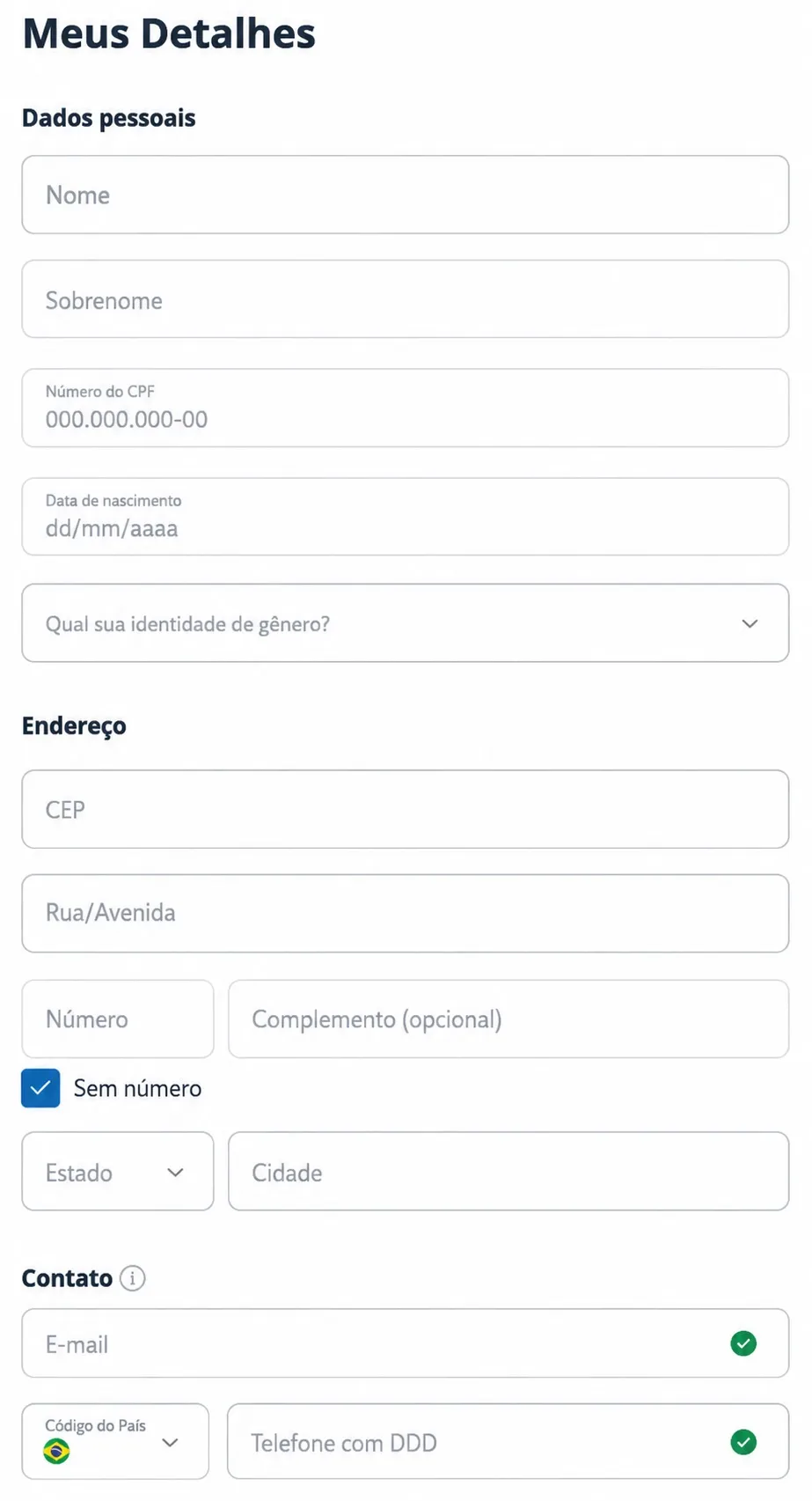 Dados pessoais na Sportingbet com campos de nome, CPF, data de nascimento, endereço, e-mail e telefone