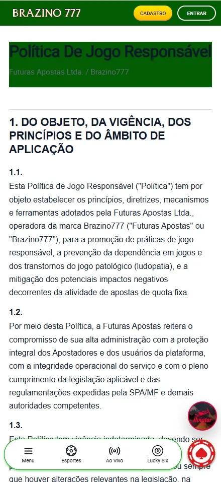 Política de Jogo Responsável Brazino777, princípios e diretrizes contra a dependência em apostas de quota fixa