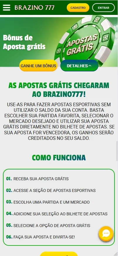 Aposta Grátis Brazino777, bônus para usar em apostas esportivas sem consumir o saldo da conta